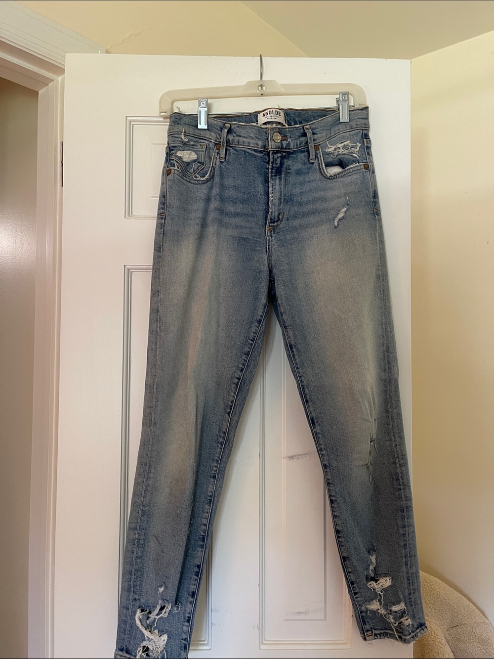 Agolde Light Blue Distressed Skinny Jeans